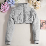 EVE Long Sleeve Zipper Ultra Short Cotton Coat GNZD-51275THD