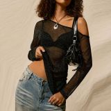 EVE See Through Long Sleeve Mesh Tops GNZD-60244TBZ
