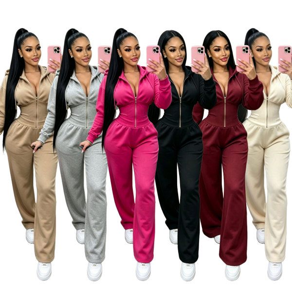 EVE Solid Color Zipper Hooded Jumpsuit GTGE-MH1062