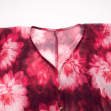EVE Printed V Neck Lantern Sleeve Top GDSF-Q26TP232