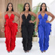 EVE V Neck Solid Color Halterneck Jumpsuit CYA-902559