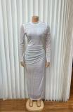 EVE Long Sleeve Mesh Slim Maxi Dress GADE-11443