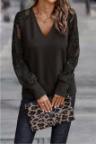 EVE Plus Size V Neck Lace Long Sleeve T Shirt GMYS-LWZ0091