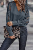 EVE Plus Size V Neck Lace Long Sleeve T Shirt GMYS-LWZ0091