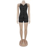 EVE Solid Color Sling Vest Two Piece Shorts Set BY-7801