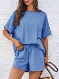 EVE Short Sleeve Solid Color Sport Two Piece Shorts Set GMYS-LL9048