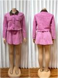EVE Contrast Color Lapel Two Piece Skirt Set GADE-6767