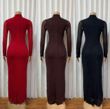 EVE Long Sleeve Mesh Slim Maxi Dress GADE-11443