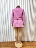 EVE Contrast Color Lapel Two Piece Skirt Set GADE-6767