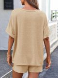 EVE Short Sleeve Solid Color Sport Two Piece Shorts Set GMYS-LL9048