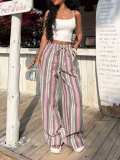 EVE Loose Stripe Drawstring Wide Leg Pants GMYS-WL8380