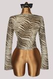 EVE Zebra Print U Neck Long Sleeve T Shirt YWXS-K26L3037