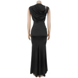 EVE Sleeveless Solid Color Hollow Out Maxi Dress BY-7857