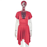 EVE V Neck Solid Color Two Piece Skirts Set(With Headscarf) GJYO-JSD711988