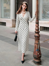 EVE Polka Dot Printed Lace Edge Maxi Dress GAXB-W676DS
