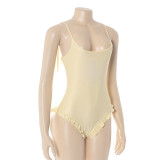 EVE U Neck Tie Up Backless One Piece Swimsuit GAXB-A739BS