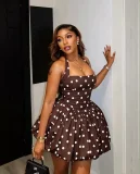 EVE Polka Dot Printed Halterneck Mini Dress GMYU-11399