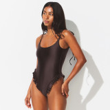 EVE U Neck Tie Up Backless One Piece Swimsuit GAXB-A739BS