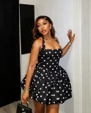 EVE Polka Dot Printed Halterneck Mini Dress GMYU-11399