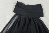 EVE Solid Color Mesh Off Shoulder Two Piece Pants Set GJYO-JS919277