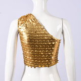 EVE Single Shoulder Sleeveless Hole Top GNZD-11773TBM