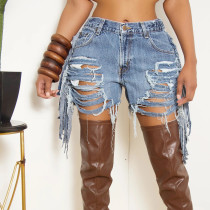 EVE Holes Tassel Denim Shorts GNZD-9394PD