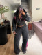 EVE Bead Zipper ﻿Hooded Sweatshirts Two Piece Pants Set GKYS-3095-01