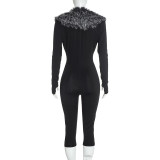 EVE Deep V Neck Long Sleeve Jumpsuit GDSF-D26JP393