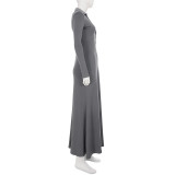 EVE Long Sleeve Lapel Knits Maxi Dress GPKJ-MR52640