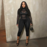 EVE See Through Solid Color Two Piece Pants Set GDSF-J26ST484