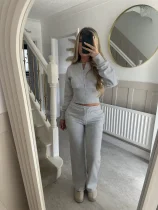 EVE Solid Color Zipper Two Piece Pants Set YMZY-2302