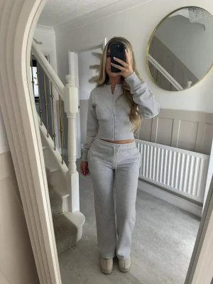EVE Solid Color Zipper Two Piece Pants Set YMZY-2302