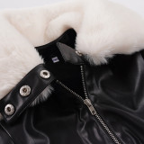 EVE Fur Neck Long Sleeve Leather Jackets GPKJ-MR52384