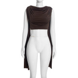 EVE Ruched Shawl Crop Top GDSF-Q26TP252