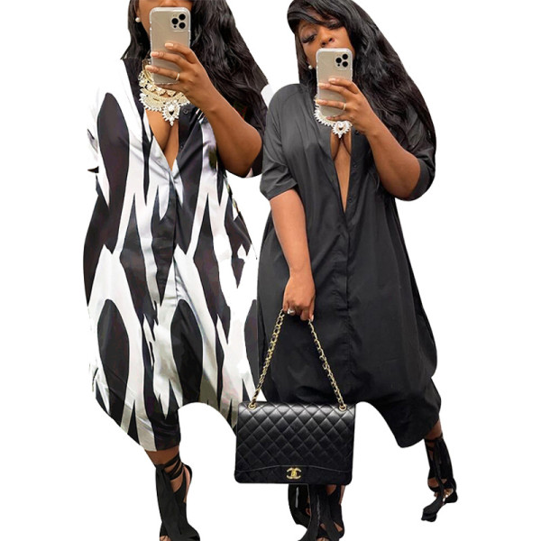 EVE Plus Size Casual Loose Long Sleeve Wide Leg Jumpsuit BMF-2821