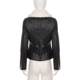 EVE Fur Neck Long Sleeve Leather Jackets GPKJ-MR52384