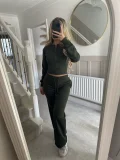 EVE Solid Color Zipper Two Piece Pants Set YMZY-2302