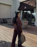EVE Solid Color Long Sleeve Two Pice Pants Set YMZY-56302