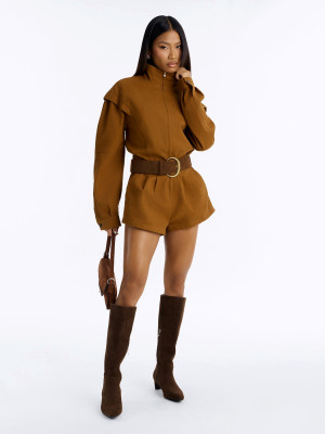 EVE Long Sleeve Zipper Romper BMF-936