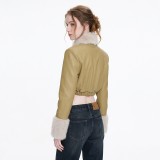 EVE Fur Neck Long Sleeve Leather Jackets Coats DLSF-K6L20060A