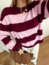 EVE Loose Stripe Contrast Color Top GXIY-K26L3149