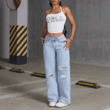 EVE Casual Holes Washed Jeans GKNF-KM-7760