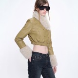EVE Fur Neck Long Sleeve Leather Jackets Coats DLSF-K6L20060A