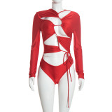 EVE Hollow Out Long Sleeve Bodysuit GDSF-D26BS411