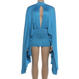 EVE Solid Color Hollow Out Backless Mini Dress GZJQ-K6D19706A