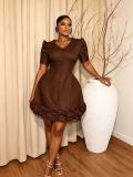 EVE V Neck Short Sleeve Slim Mini Dress GADE-11502