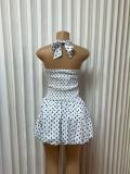 EVE Polka Dot Printed Backless Mini Dress GADE-11593
