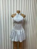 EVE Polka Dot Printed Backless Mini Dress GADE-11593
