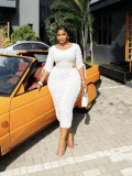 EVE V Neck Ruched 3/4 Sleeve Midi Dress GMYU-11505