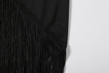 EVE U Neck Off Shoulder Tassel Maxi Dress XEF-K6D20679A
